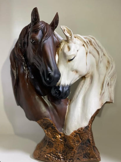 Soul Mate Horse Statue, Soulmate Horse Bust, Double Horse Head Sculpture, Double Horse Head Statue, Horse Couple Statue, Horse Couple Decor