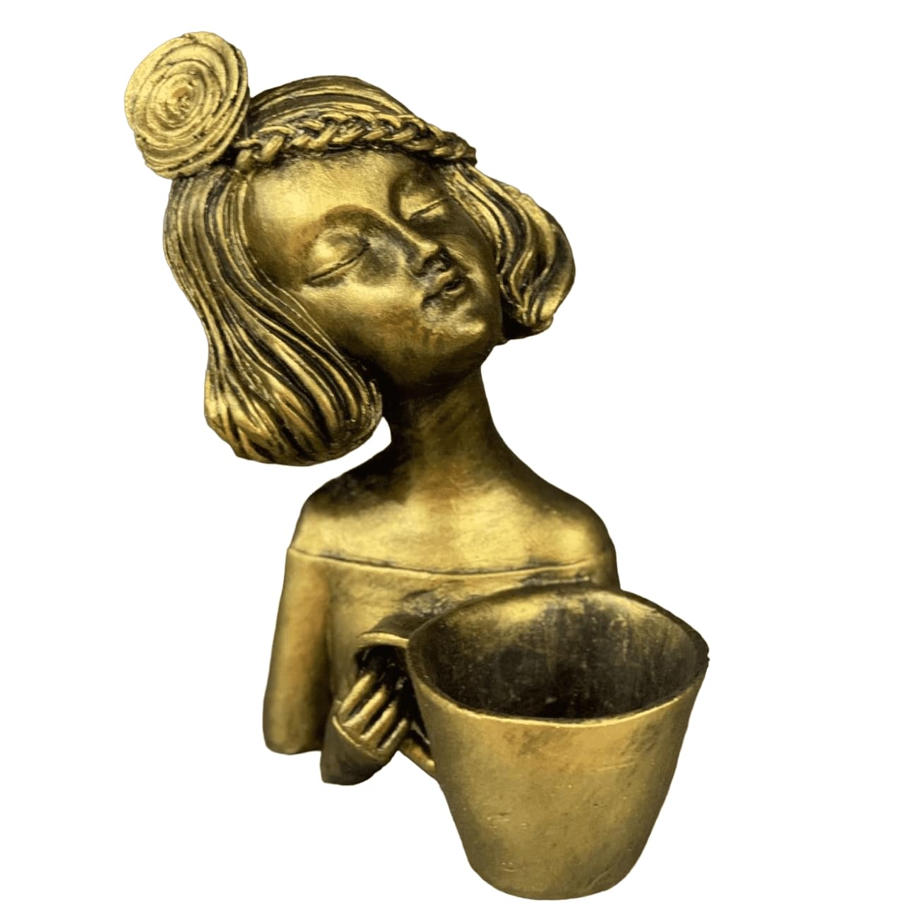 Elegant Female Figurine Holding a Mug, Handcrafted Girl Sculpture, Female Art Statue, Stylish Tabletop Sculpture, Female Statue, Girl Statue, Girl Decor, Girl Sculpture
