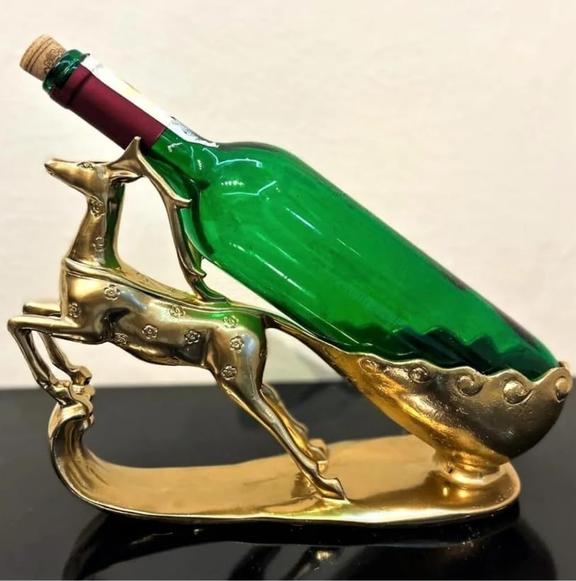 Elegant Deer Wine Rack Sculpture, Decorative Wine Rack with Deer Figure, Stylish Deer Wine Rack Statue, Stylish Animal Bar Decor,