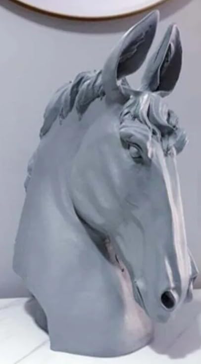 Handmade Horse Head Statue, Elegant Horse Figurine, Horse Head Statue, Horse Sculpture Art, Polyester Horse Statue, Elegant Horse Decor