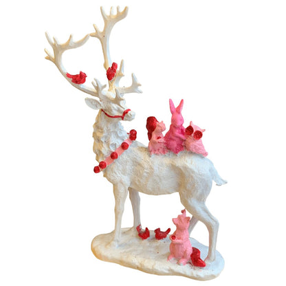 Deer Figurine, Christmas Deer Sculpture, Holiday Deer Statue, Festive Home Decor, Winter Deer Figurine, Christmas Tabletop Decor, Christmas Deer Decor, Christmas Deer Sculpture, Deer Decor