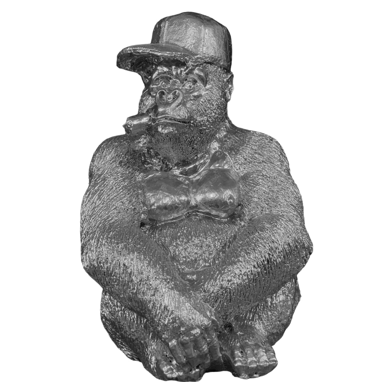 Smoking Gorilla Statue with Cap, Cool Gorilla Smoking Pipe Decor, Urban Style Gorilla Statue with Hat, Gorilla Statue with Cigarette and Cap