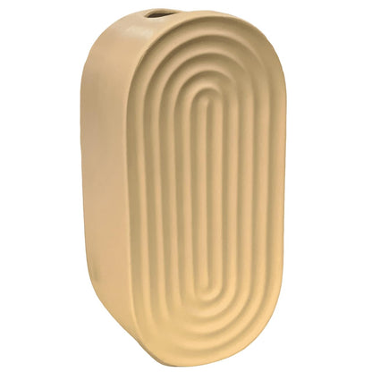 Ceramic Oval Ridged Vase, Decorative Oval-shaped Vase, Decorative Tabletop Vase, Modern Vase for Blooms, Scandinavian Style Vase, Oval Ridged Vase, Ridged Vase, Oval Vase