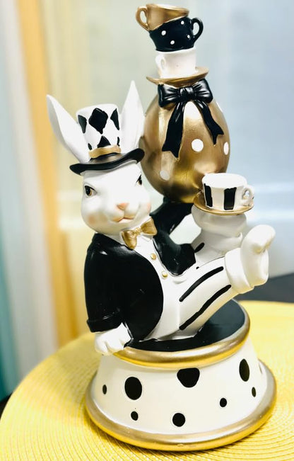Alice in Wonderland Style Spring Home Decor, Easter Bunny Statue, Easter Shelf Sitter, Quirky Rabbit Statue, Bunny Easter Figurine, Easter Rabbit Statue, Rabbit Decor, Bunny Decor