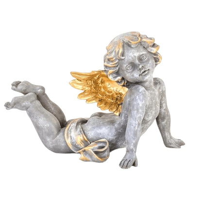 Reclining Angel Statue, Elegant Decorative Cherub Figurine, Reclining Angel Decor, Handmade Reclining Angel Figurine, Elegant Angel Decor, Reclining Angel Sculpture, Reclining Angel Object