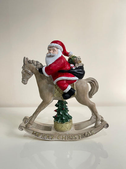 Santa Claus Riding Horse Figurine, Hand-painted Santa figurine, Unique Christmas Decorations, Santa Decor, Santa Claus Decor, Santa Decor, Santa Sculpture