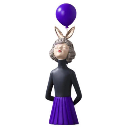 Girl Balloon Statue with Skirt and Bunny Ears, Girl Balloon Statue, Unique Gift Statue, Girl Sculpture Decor, Girl Balloon Sculpture, Girl Balloon Decor, Girl Balloon Objects