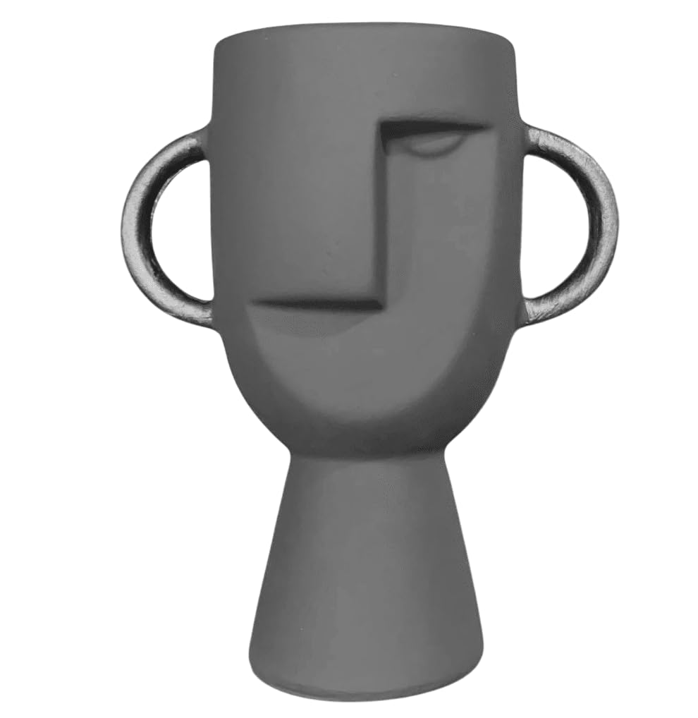 Abstract Face Vase with Dual Handles, Abstract Face Vase, Nordic Style Vase, Polyester Face Art, Small Face Vase, Twin Handle Sculpture