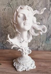 Woman Head Statue with Flowing Hair, Elegant Decorative Bust, Woman Head Statue, Elegant Face Statue, Artistic Decor Piece, Woman Art Bust