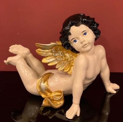 Reclining Angel Statue, Elegant Decorative Cherub Figurine, Reclining Angel Decor, Handmade Reclining Angel Figurine, Elegant Angel Decor, Reclining Angel Sculpture, Reclining Angel Object