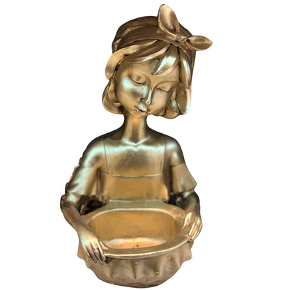 Girl Figurine Decor, Girl With Bowl Sculpture, Handmade Lady Bowl, Cute Girl Figurine Holder, Lady Hamper Figurine, Girl Sculpture, Girl Statue, Girl Decor, Girl Objects