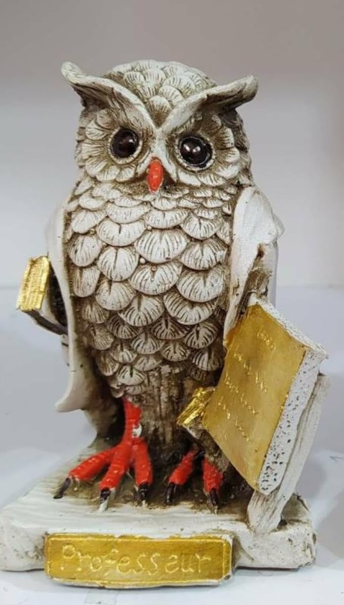 Professor Owl Sculpture, Cute Professor Owl Statue, Wise Owl Teacher Figurine, Owl Decor Gift Idea, Educational Owl Decor, Owl Sculpture