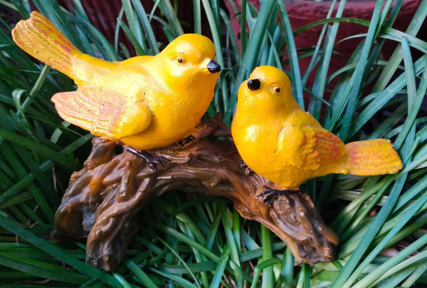Charming Bird Statue with Two Birds on Branch, Polyester Nature Decor, Bird Statue, Bird Sculpture, Bird Decor, Polyester Bird Statue