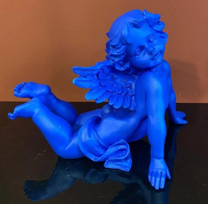 Reclining Angel Statue, Elegant Decorative Cherub Figurine, Reclining Angel Decor, Handmade Reclining Angel Figurine, Elegant Angel Decor, Reclining Angel Sculpture, Reclining Angel Object