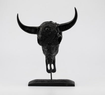 Bull Skull Decor, Western Bull Head Decor, Western Style Horned Bull Head Decor, Bull Skull Statue, Bull Skull Tabletop Decoration