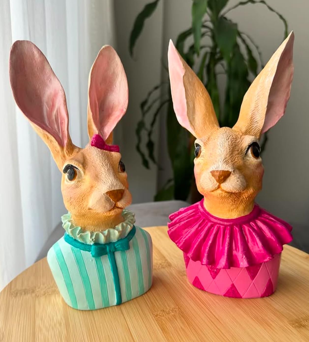 Bunny Bust Figurines, Bunny Bust Decor, Rabbit Figurines Set, Bunny Art Decor, Bunny Decor, Easter Rabbit Figurine, Handmade Rabbit Figurine