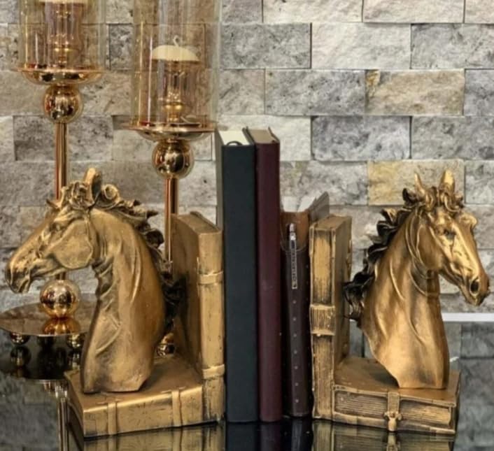 Elegant Horse Bookends, Horse Bookends Decor, Horse Head Bookshelf Decor, Stylish Bookends Gift, Polyester Bookend Set,Horse Statue Bookends