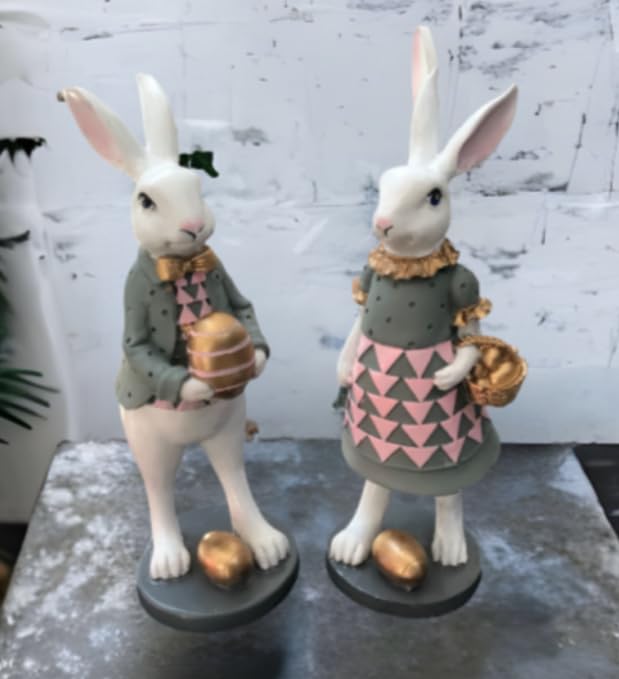 Cute Easter Bunny Figurines, Rabbit Decor, Elegant Spring Decoration, Easter Table Centerpiece, Easter Rabbit Figurine, Easter Rabbit Decor, Easter Bunny Decor, Easter Rabbit Statue