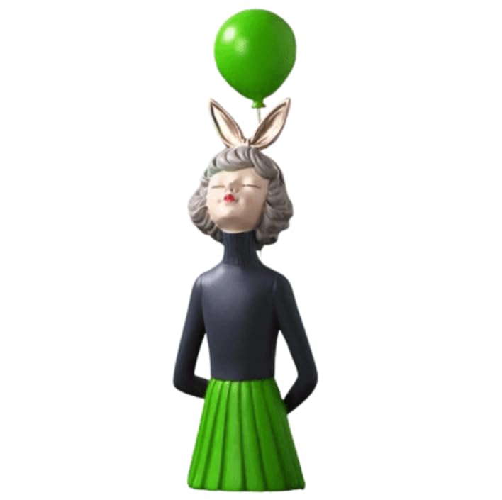 Girl Balloon Statue with Skirt and Bunny Ears, Girl Balloon Statue, Unique Gift Statue, Girl Sculpture Decor, Girl Balloon Sculpture, Girl Balloon Decor, Girl Balloon Objects
