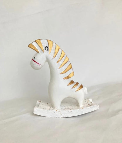 Minimalist Zebra Statue with Rocking Base, Polyester Cute Zebra Decor, Zebra Statue, Small Zebra Decor, Rocking Zebra Statue, Zebra Decor