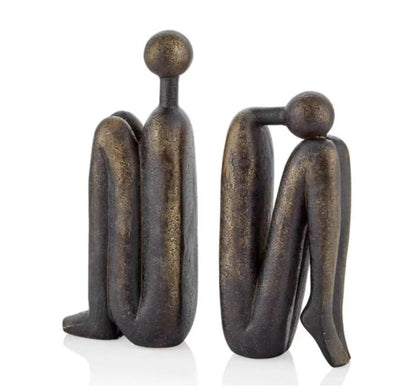 Abstract Bookends Set of 2, Modern Figurines for Shelf or Desk Decor, Abstract Bookends, Modern Bookshelf Decor, Polyester Bookend Set