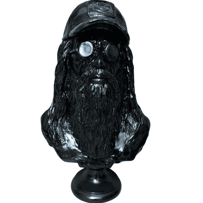 Statua moderna di busto di Da Vinci con berretto e occhiali, Statua di busto di Da Vinci, Busto di Da Vinci, Testa di Da Vinci in poliestere, Scultura di Da Vinci