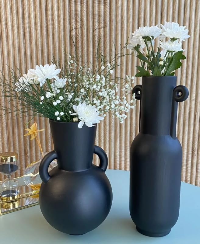 Modern Minimalist Vases Set of 2, Modern Home Decor, Minimalist Vase Set, Modern Vase, Decorative Vase, Round Modern Vase, Rustic Shelf Vase