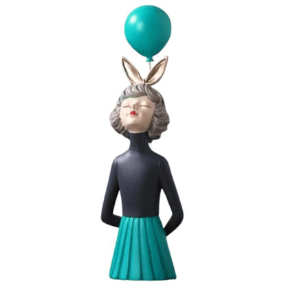 Girl Balloon Statue with Skirt and Bunny Ears, Girl Balloon Statue, Unique Gift Statue, Girl Sculpture Decor, Girl Balloon Sculpture, Girl Balloon Decor, Girl Balloon Objects