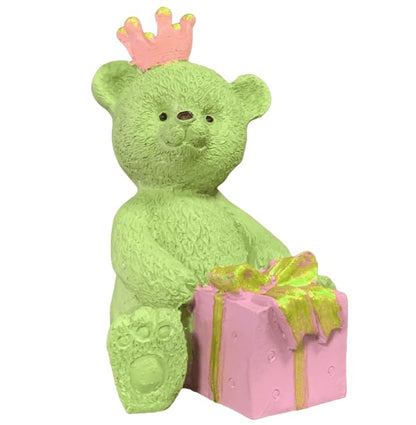 Gift Wrapped Bear Statue, Crowned Bear Figurine, Handmade Gift Bear Statue, Crowned Bear Statue, Handmade Bear Statue, Crowned Bear Decor, Crowned Bear Sculpture, Gift Wrapped Bear Decor