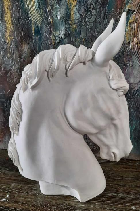 Handmade Horse Head Statue, Elegant Horse Figurine, Horse Head Statue, Horse Sculpture Art, Polyester Horse Statue, Elegant Horse Decor