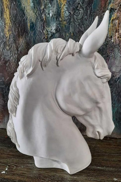 Handmade Horse Head Statue, Elegant Horse Figurine, Horse Head Statue, Horse Sculpture Art, Polyester Horse Statue, Elegant Horse Decor