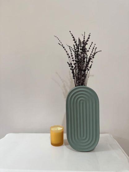 Ceramic Oval Ridged Vase, Decorative Oval-shaped Vase, Decorative Tabletop Vase, Modern Vase for Blooms, Scandinavian Style Vase, Oval Ridged Vase, Ridged Vase, Oval Vase