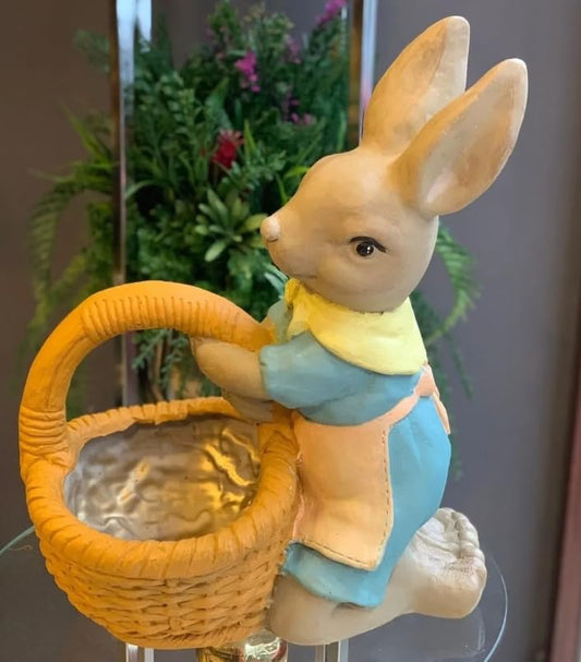 Cute Bunny Figurine with Basket, Rabbit Figurine with Basket, Easter Rabbit Sculpture, Easter Bunny Gift Idea, Easter Bunny Sculpture, Easter Bunny Figurine, Easter Rabbit Figurine