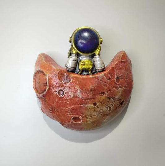 Astronaut Moon Sculpture, Astronaut Wall Decor, Modern Astronaut Wall Decor, Space Theme Decor, Space Gift Idea, Astronaut Figurines, Astronaut Wall Statue, Astronaut Moon Wall Decor