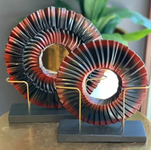 Decorative Disk Object with Stand, Disk Sculpture Set of 2, Modern Art Centerpiece, Abstract Home Decor, Disk Sculpture, Disk Statue, Disk Statue, Disk Figurine