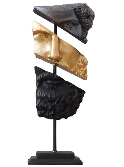 Modern Poseidon Sculpture on Pedestal, Contemporary Poseidon Bust Statue, Polyester Poseidon Head Statue with Stand, Poseidon Face Statue