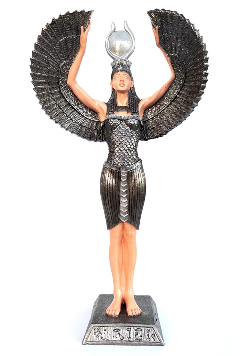 Ägyptische Isis-Statue mit offenen Flügeln, Ägyptische Isis-Statue mit Flügeln, Isis-Statue mit offenen Flügeln, Isis-Statue aus Polyester