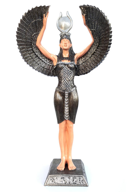 Ägyptische Isis-Statue mit offenen Flügeln, Ägyptische Isis-Statue mit Flügeln, Isis-Statue mit offenen Flügeln, Isis-Statue aus Polyester