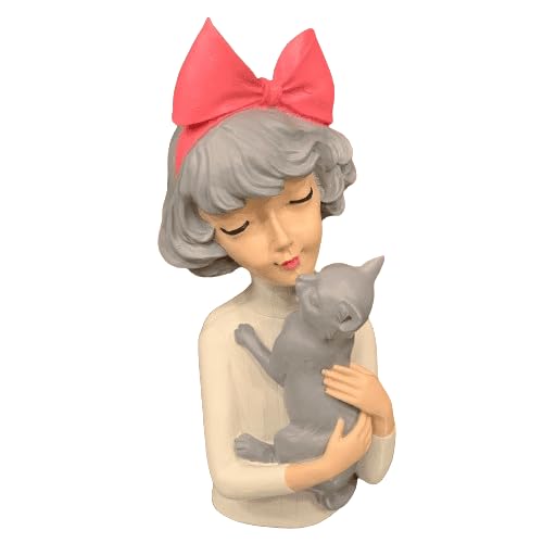 Girl With Cat Decor, Whimsical Decor Accent, Hand-painted Art Decor, Decorative Girl Statue, Cat Themed Home Decor, Girl and Pet Sculpture, Girl and Pet Decor