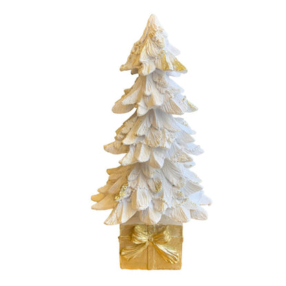 Glittered Resin Christmas Tree Sitting on Present Base, Handmade Christmas Tree, Tabletop Christmas Decoration, Christmas Tree Sculpture, Christmas Tree Decor, Christmas Tree Statue