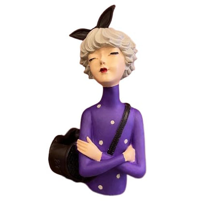 Cute Girl Sculpture with Bag, Girl Sculpture, Elegant Girl Decor, Girl with Bag Decor, Charming Tabletop Decor, Valentine’s Gift Ideas, Girl Sculpture, Girl Statue, Girl Decor