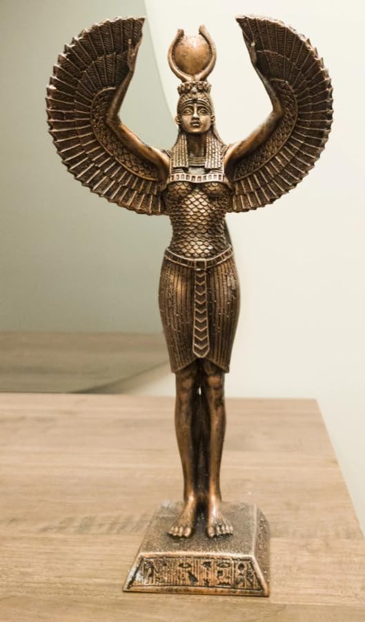 Ägyptische Isis-Statue mit offenen Flügeln, Ägyptische Isis-Statue mit Flügeln, Isis-Statue mit offenen Flügeln, Isis-Statue aus Polyester
