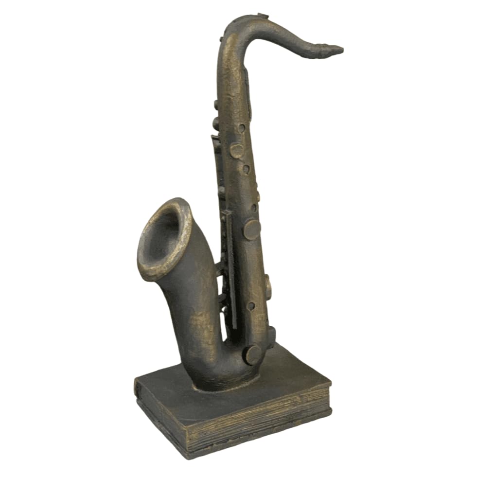 Saxophone Decor Statue, Jazz Music Decor, Saxophone Sculpture, Music Lover Gift, Jazz Home Decor, Saxophone Bookends, Musician Desk Decor