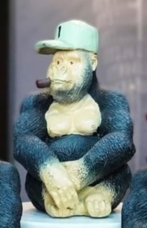 Smoking Gorilla Statue with Cap, Cool Gorilla Smoking Pipe Decor, Urban Style Gorilla Statue with Hat, Gorilla Statue with Cigarette and Cap