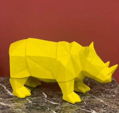 Modern Geometric Rhino Statue in Cubic Design, Geometric Rhino Sculpture, Cubic Rhino Statue, Minimalist Rhino Decor, Abstract Rhino Decor