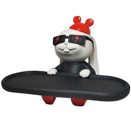 Trendy Rabbit Tray Holder with Lightning Glasses, Decorative Rabbit With Tray, Rabbit Tray Holder, Bunny Figurine Tray, Rabbit With Tray, Rabbit Decor, Rabbit Sculpture, Bunny Decor