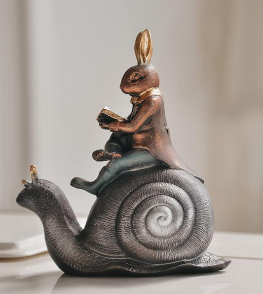 Whimsical Rabbit Snail Figurine, Animal Decor, Rabbit Snail Figurine, Rabbit Snail Sculpture, Rabbit Snail Decor, Rabbit Sculpture, Easter Rabbit Decor, Easter Bunny Decor