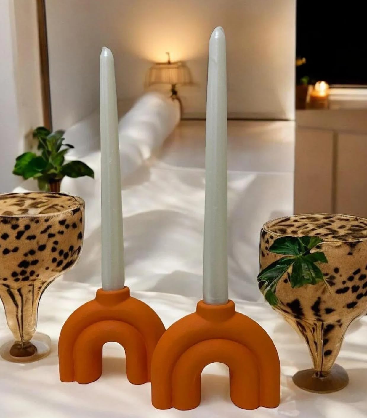 Kerzenständer im Vintage-Stil, Kerzenständer aus Keramik, handgefertigter Kerzenständer, kleiner Kerzenständer, Kerzenständer