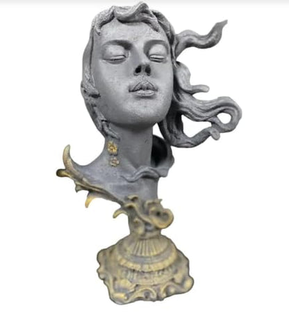 Woman Head Statue with Flowing Hair, Elegant Decorative Bust, Woman Head Statue, Elegant Face Statue, Artistic Decor Piece, Woman Art Bust