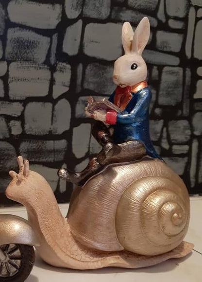 Whimsical Rabbit Snail Figurine, Animal Decor, Rabbit Snail Figurine, Rabbit Snail Sculpture, Rabbit Snail Decor, Rabbit Sculpture, Easter Rabbit Decor, Easter Bunny Decor